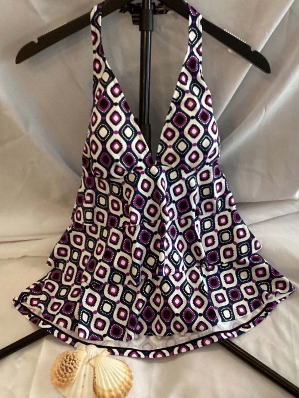 Swim Solutions bust support and ruffle tiered swim top